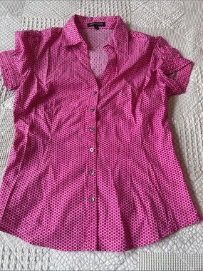 Express Pink Short-Sleeve Button-Down Blouse